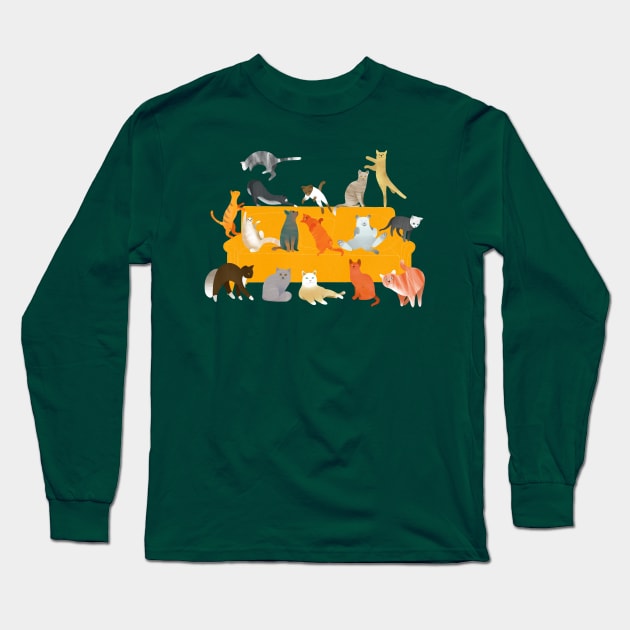 Cute Cats on the Couch Long Sleeve T-Shirt by DrawingEggen